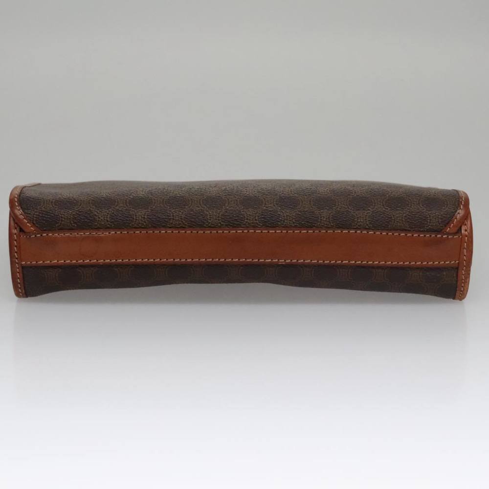 CELINE Macadam Canvas Clutch Bag PVC Leather Brown Gold Auth 106871 - Picture 6 of 16